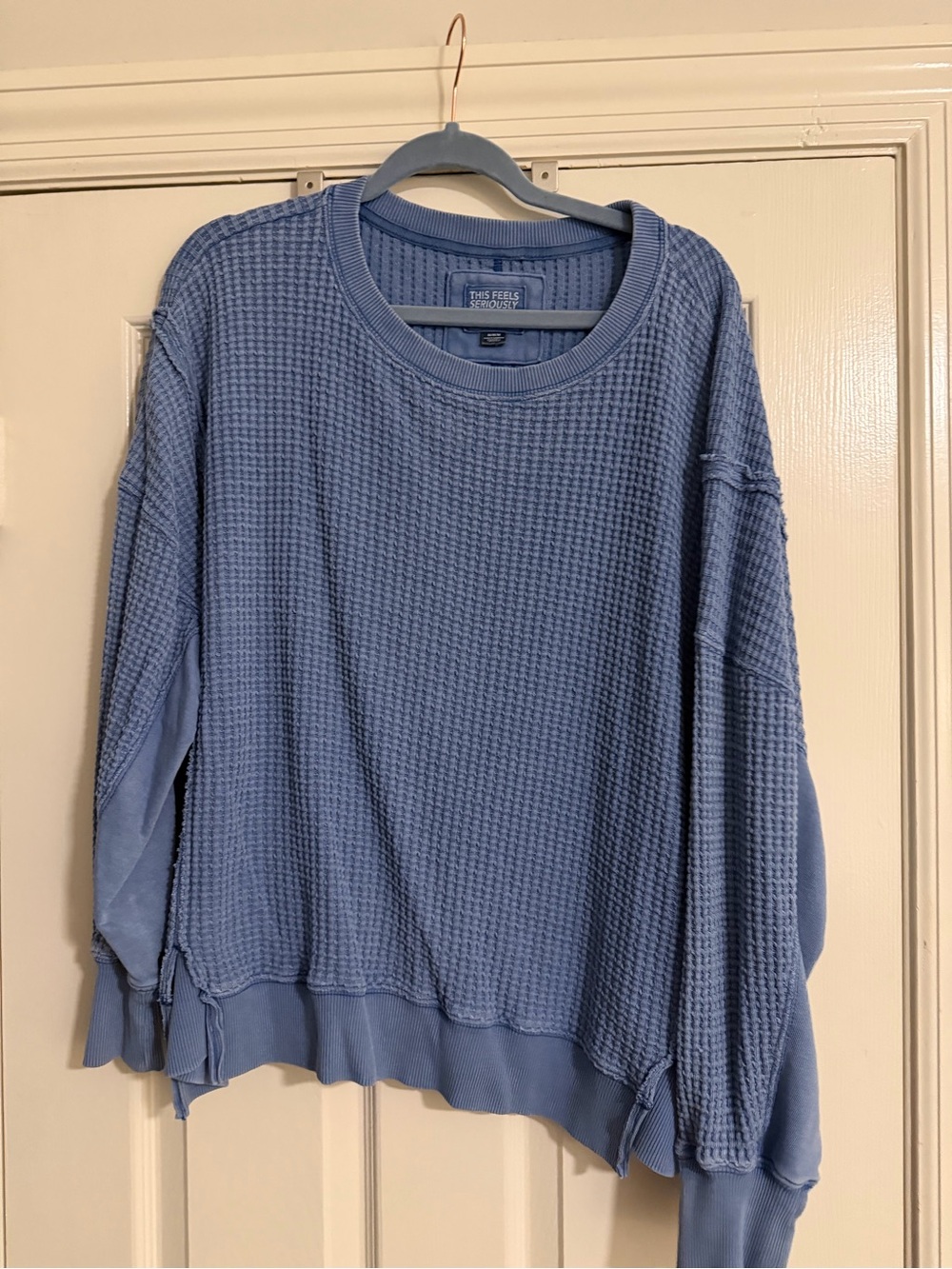 Aerie Blue Waffle-Knit Sweater